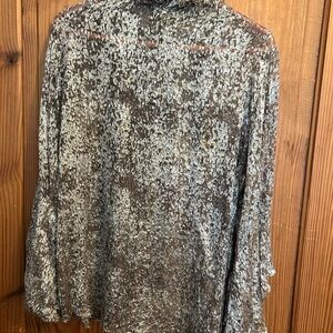 Elie Tahari Metallic Brown Blouse with Subtle Pattern